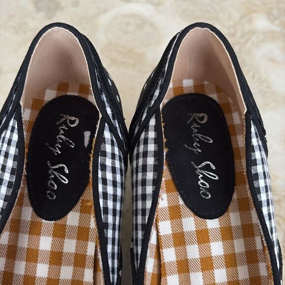 NWOT RUBY SHOO Paula - Black White Floral/Polka Dot/Gingham Heels Adorable - Picture 10 of 13